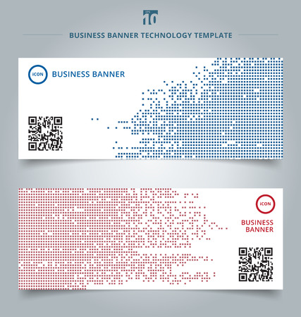 Set of template abstract technology digital data square blue and red pattern pixel background. Vector corporate designのイラスト素材