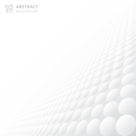 Abstract 3d circles pattern texture repeating gradient white and gray perspective background with copy space. Vector illustrationのイラスト素材