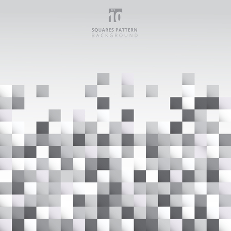 Abstract white and gray squares pattern pixel background design with copy space for print, ad, poster, flyer, cover, brochure, template, Vector illustrationのイラスト素材