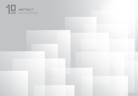 Abstract white squares pattern futuristic overlap layer background. vector illustrationのイラスト素材