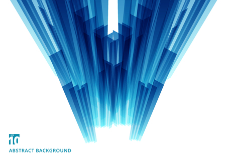 Abstract motion geometric shiny blue overlapping technology concept perspective on white background with copy space. Vector illustrationのイラスト素材