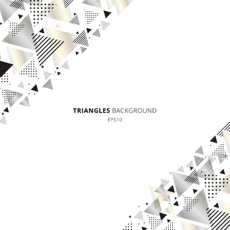 Abstract elements geometric triangles gold, silver color on white background with space for text. Luxury new retro style dynamic pattern composition. You can use for header, invitation, banner web, wedding card, poster, brochure, etc. Vector illustrationのイラスト素材