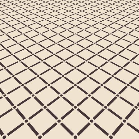 Abstract brown square with circle joint pattern floor on light brown perspective background. Vector illustrationのイラスト素材