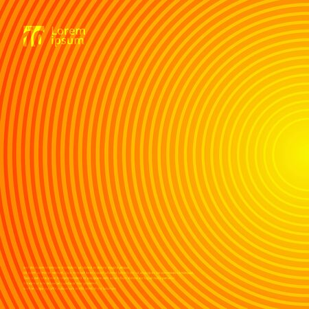 Beautiful radial motion circle lines pattern on orange and yellow gradient color abstract background and texture. Colorful graphic design ripple movement effect. Vector illustrationのイラスト素材