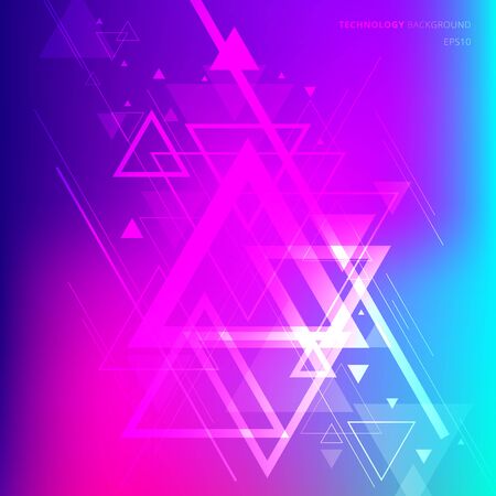 Abstract technology futuristic geometric triangles overlapping on vibrant gradient background. Vector illustrationのイラスト素材