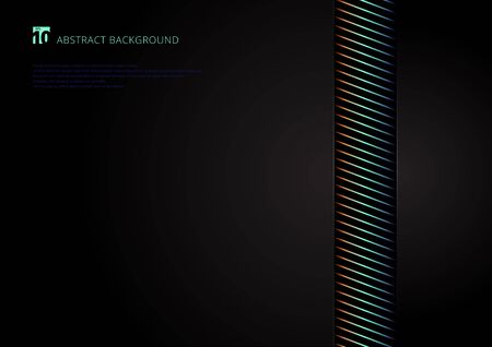 Template abstract vibrant stripes diagonal lines on black background with space for your text. Vector illustrationのイラスト素材