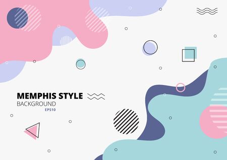 Abstract freeform shape geometric pastel color on white background memphis style. Vector illustrationのイラスト素材