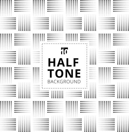 Abstract seamless black halftone lattice pattern on white background. Dotted of the different size line geometric texture. Vector illustrationのイラスト素材