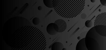 Abstract geometric dynamic circles black gradient shape background. Vector illustrationのイラスト素材