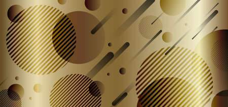 Abstract gold and black geometric dynamic circles golden gradient shape background. Vector...