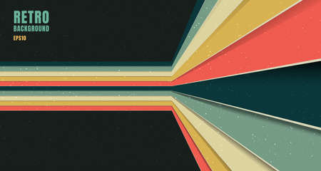 Banner web template design abstract background pattern stripe perspective vintage retro color style on black background with space for your text. Vector illustrationのイラスト素材