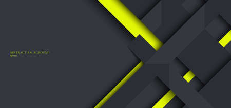 Banner web design template gray and green geometric stripes overlapping with shadow on dark background. Vector illustrationのイラスト素材