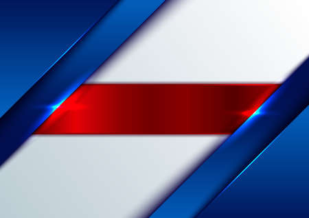 Abstract template blue glossy metallic with shiny red stripes on white background. Vector illustrationのイラスト素材