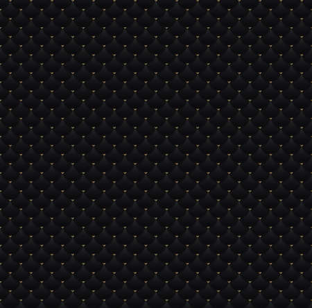 Elegant seamless pattern black circles with gold dots on dark background texture. Luxury premium...
