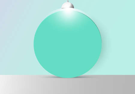 3D realistic empty studio room with green circle backdrop and lamp on soft green mint background and circle backdrop. Vector illustrationのイラスト素材