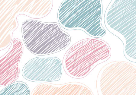 Abstract hand drawn art pastel color organic shape pattern on white background minimal style. Vector illustrationのイラスト素材