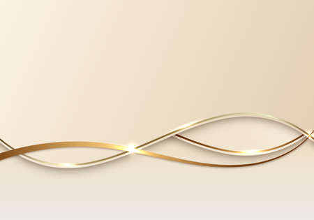 Abstract luxury 3d background golden line on wave shape paper cut style. Vector illustrationのイラスト素材