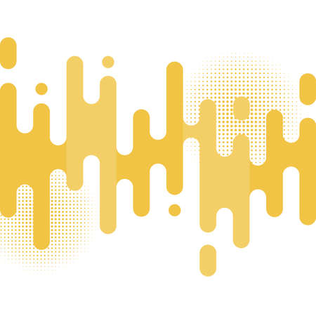 Abstract yellow rounded lines transition pattern with halftone on white background. Vector illustrationのイラスト素材
