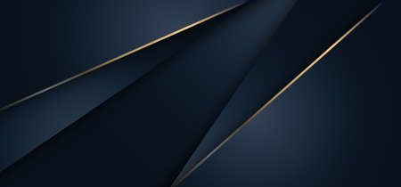 Abstract 3D realistic blue stripes layer with golden lines luxury style background. Vector illustrationのイラスト素材