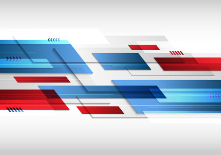 Abstract technology futuristic geometric blue and red color shiny motion background. Template with header and footer for brochure, print, ad, magazine, poster, website, magazine, leaflet, annual report. Vector corporate designのイラスト素材