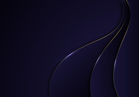 Abstract gold wave line on black background luxury style. Vector illustrationのイラスト素材