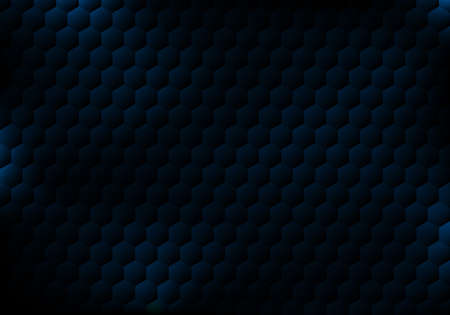 Abstract black hexagon pattern blue lighting effect background and texture. Vector illustration