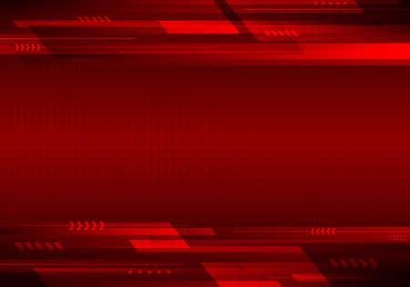 Abstract template technology futuristic geometric stripes lines on red background. Vector illustrationのイラスト素材