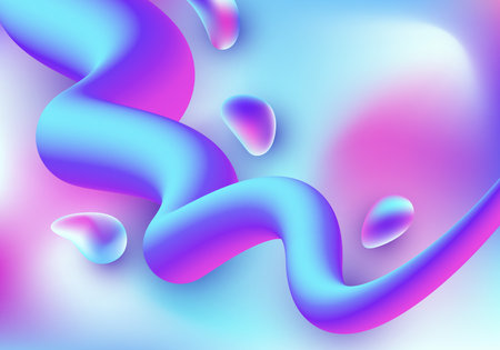 Abstract trendy 3D fluid gradient shape vibrant color background. Vector illustrationのイラスト素材