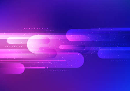 Abstract technology digital business template rounded lines with lighting effect and particles on...