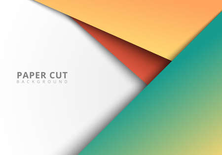 3D abstract colorful geometric paper cut style overlap layer on white background. Vector illustrationのイラスト素材