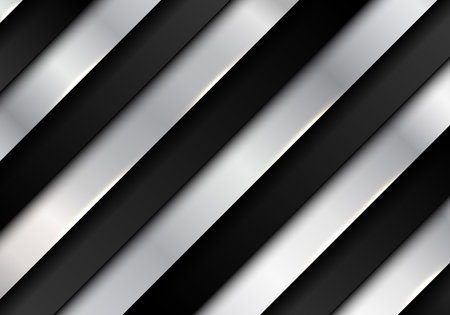Abstract elegant black and silver gradient color diagonal stripes pattern background texture. Vector illustrationのイラスト素材