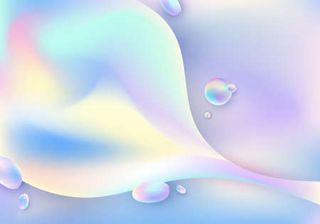 Abstract 3D fluid or liquid holographic gradient shape background. Vector illustration