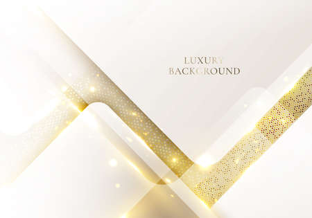 3D modern luxury template design white triangles stripes and golden glitter line light sparking on clean background. Vector graphic illustrationのイラスト素材