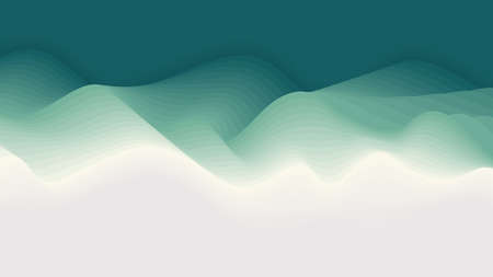 Abstract 3D green waves paper art layer background and texture. Vector illustration
