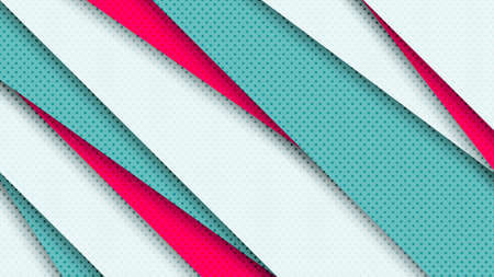 Abstract background blue, white and red diagonal stripes with polka dots pattern paper art style....
