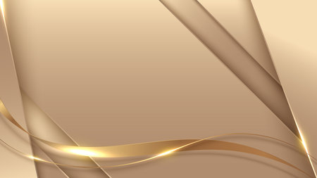 Abstract background elegant golden stripes with gold ribbon line wave elements and lighting effect luxury style. Vector illustrationのイラスト素材