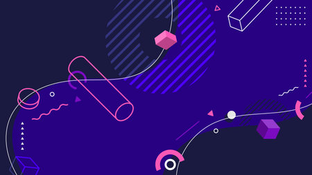 Abstract background flat design geometric elements pattern memphis retro style. Vector illustration