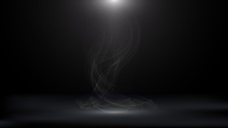 Black studio room wall background with spotlight and smoke empty space. Vector illustrationのイラスト素材