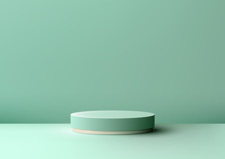 3D realistic empty green pastel podium stand minimal wall scene green mint background. Use for cosmetic product display mockup presentation, promotion sale and marketing, etc, Vector illustrationのイラスト素材