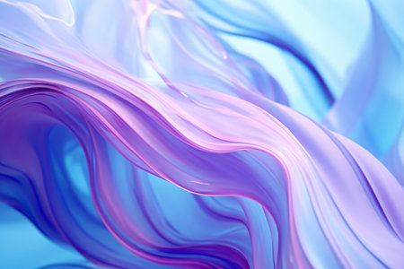 Abstract background features a swirling liquid wave in blue and pink. The glossy texture creates a sense of movement and depth. Generative AIの素材