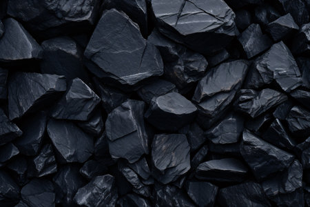 pile of black pebbles creates a minimalist natural texture that can be used as a background or design element. Generative AIの素材