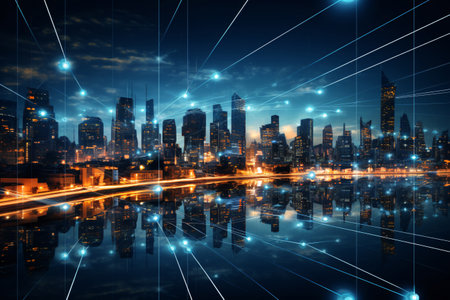 A powerful image of the connections that bind us together. This image shows how technology can bring people together, even in the midst of a busy city. Generative AIの素材