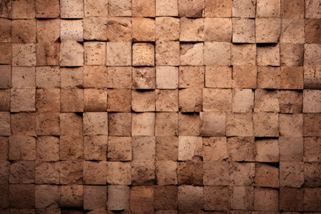 Closeup of cork wall tiles, a natural and sustainable material that is perfect for any interior design project. Generative AIの素材