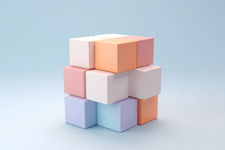 This pastel color cube illustration is a great way to add some creativity and fun to your designs. The abstract geometric background. Generative AIの素材
