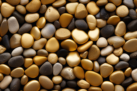 Beautiful abstract pattern of golden yellow stones on a black background. Generative AIの素材