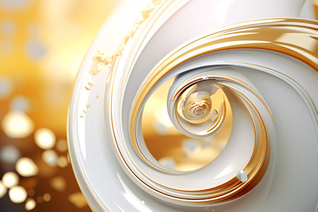 3D abstract white and gold liquid swirling background is perfect for showcasing your products in a modern and stylish setting. Luxury Style. Generative AIの素材