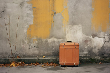 A stunning photo of a retro suitcase on a grunge texture background, perfect for travel and adventure photography. Generative AIの素材