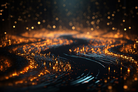 Creative abstract technology concept illustration of a binary stream with depth of field. Perfect for use in website designs, presentations, and other creative projects. Generative AIの素材