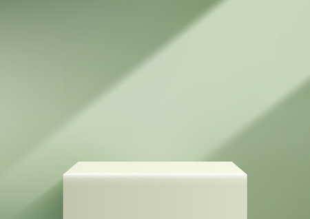 Product display with this soft green 3D podium mockup. Perfect for showcasing cosmetics, jewelry, or any other product in a minimal style. Vector illustrationのイラスト素材