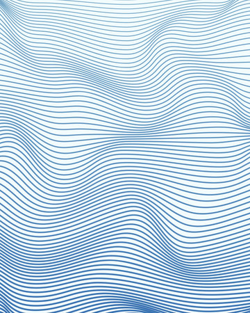 abstract background texture with wavy blue lines forming an optical illusion over clean white surface, modern design, minimal art, and creative presentation templatesのイラスト素材